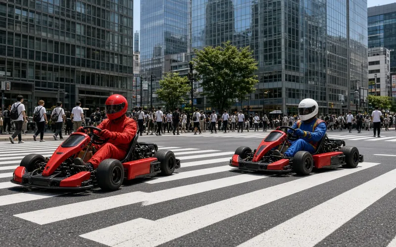 Street karts on a Shibuya crossing — photograph by Original image created for this site