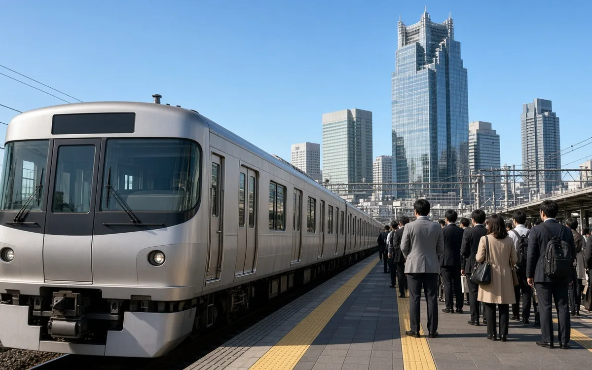 Tokyo Metro and JR trains at a central Tokyo station